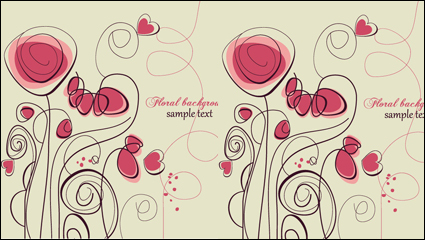 Stylish hand-painted flowers Vector -2