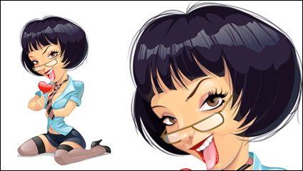 A cartoon woman Illustrator 02 - vector material