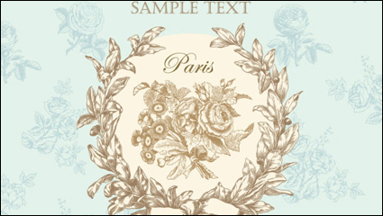 The Retro line art roses - vector material