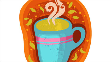 Cartoon coffee cup stickers 02 - vector material