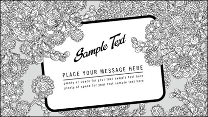 Line art floral card cover - vector material