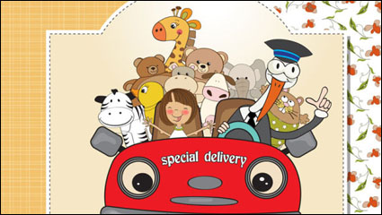 Cartoon birthday cards 04 - Vector