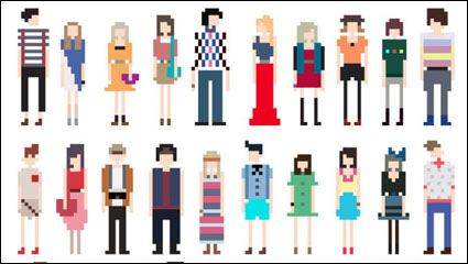 Cartoon character pixel art 03 - vector material