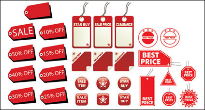 Red label vector graphic material-2