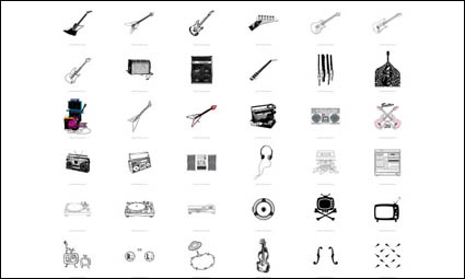 Guitar, speakers, radio, DJ