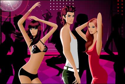 Dancing men and women fashion related material vector