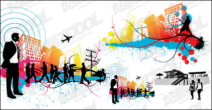 3, figure silhouettes vector illustrations related material