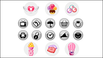 Heart-shaped, Bangbang Tang, and other material icon